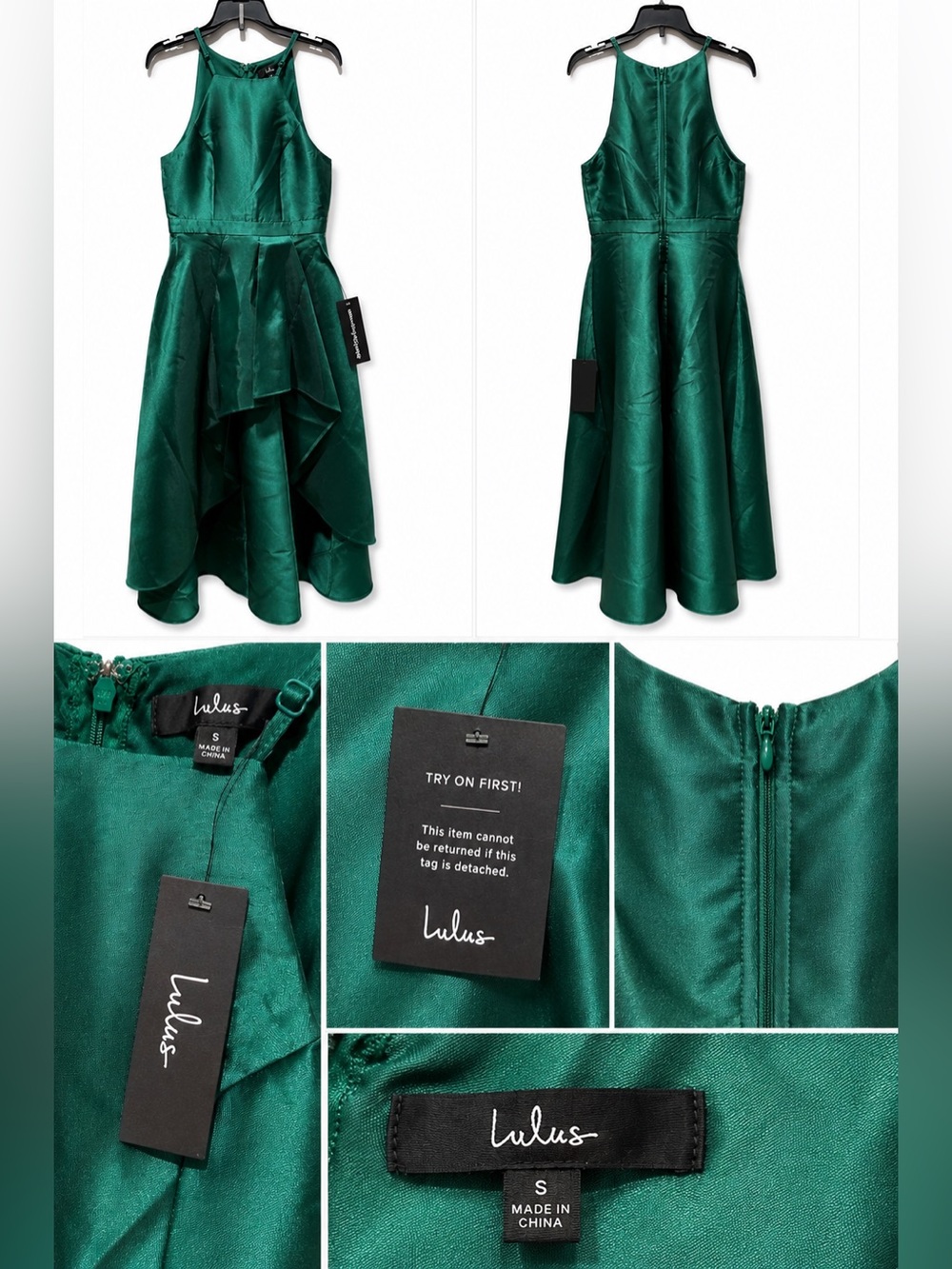 Lulu's Teal High-Low Satin Maxi Dress - Picture 8 of 8